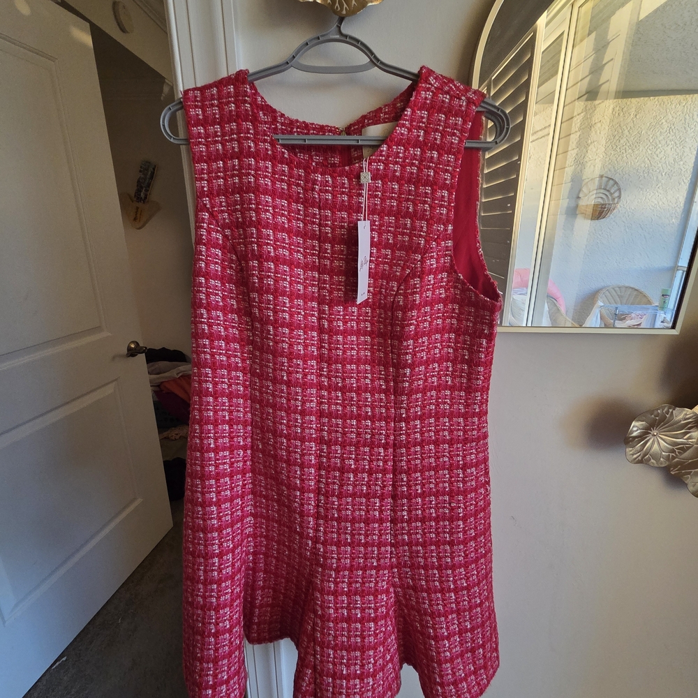 Lilly Pulitzer
Enya Bouclé Grid Minidress Fiesta Cranberry Red
